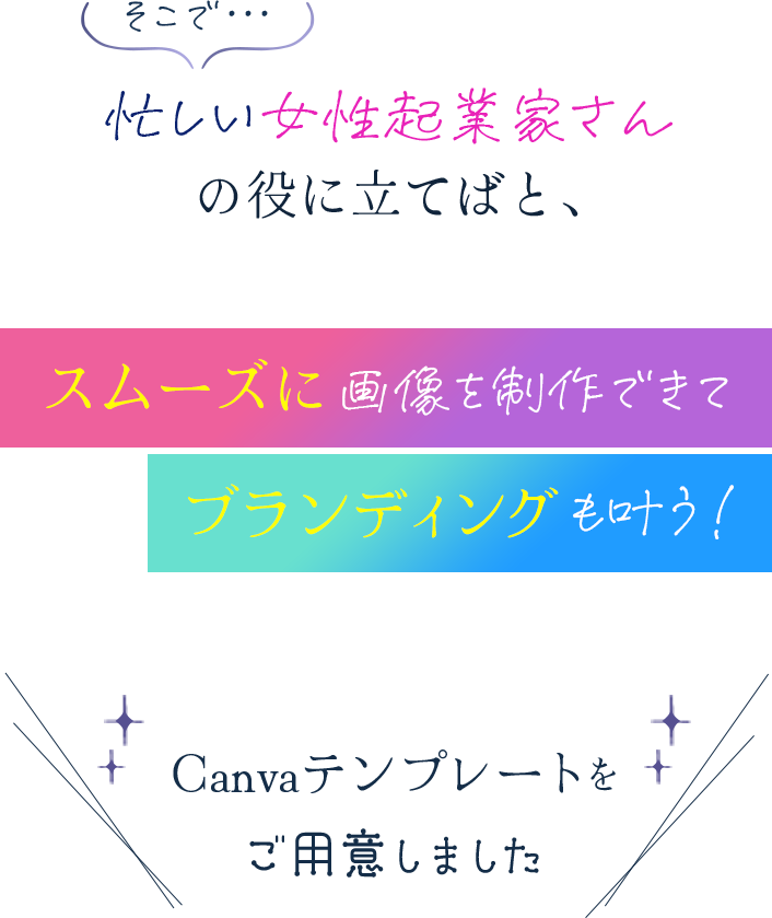 そこで、忙しい起業家さんの役に立てばと、スムーズに画像を制作できてブランディングも叶うCanvaテンプレートを用意しました